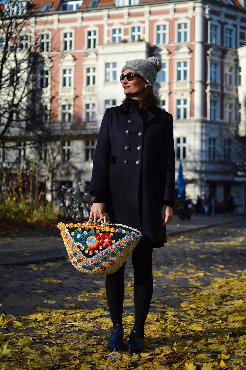 emplar coat by Alexa Chung Marks and Spencers and Sicily Bag Straw bag